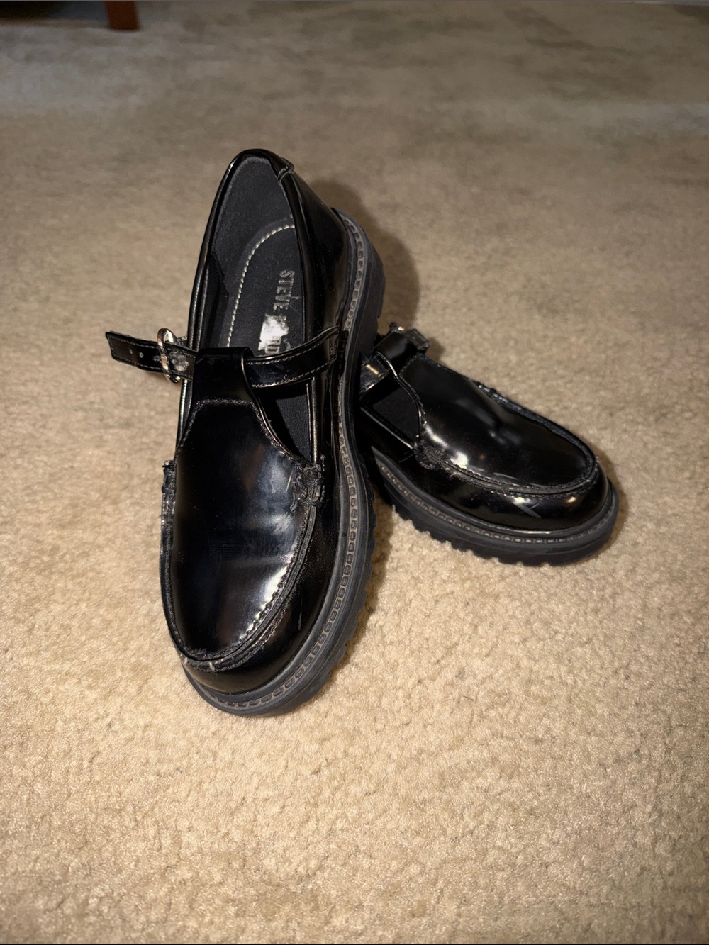 Steve Madden Kids Patent Black Mary Jane Loafers